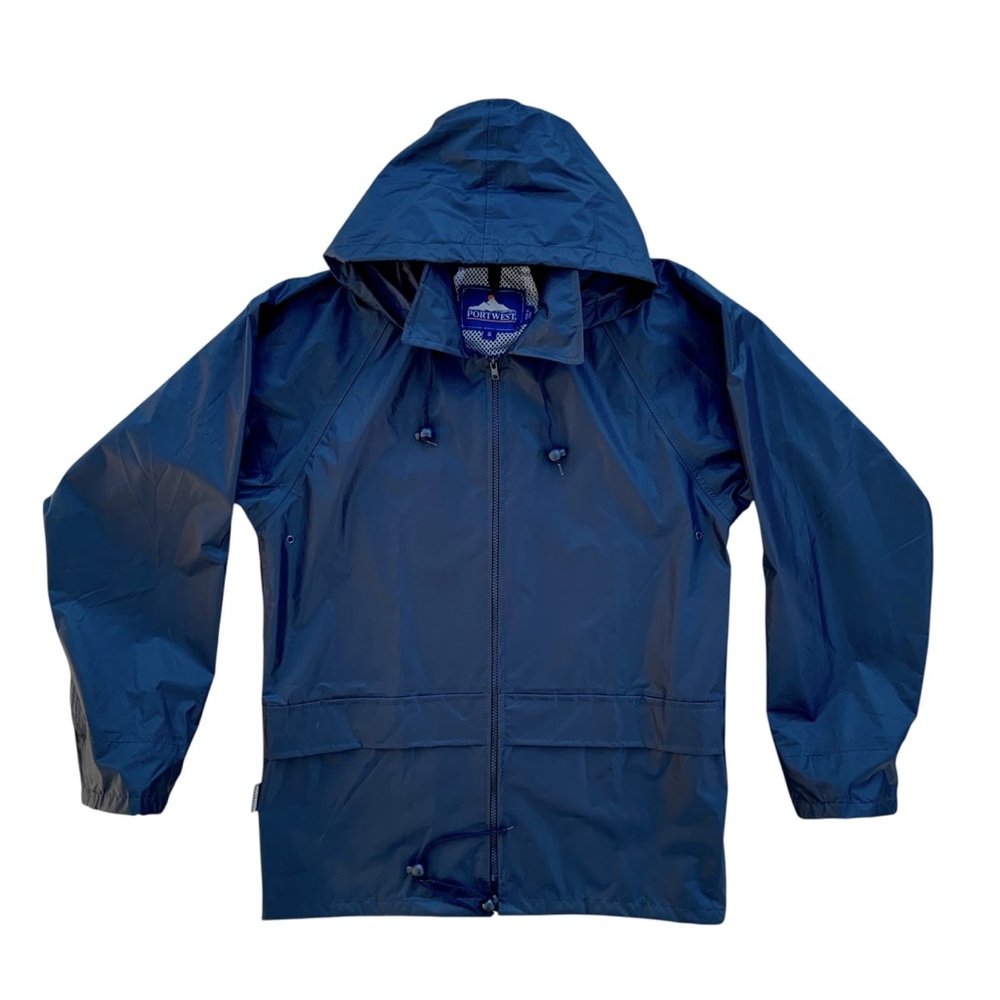 Portwest Navy Blue Classic Hooded Rain Jacket ~ Men’s Small